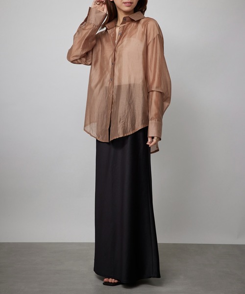 MAISON BREEZE（メゾンブリーズ）の「【SETUP7】オーバーフォルムシアーシャツブラウス SCCH565　※（シャツ/ブラウス・レディース・ホワイト/ベージュ/グレー・FREE）」の21枚目の写真