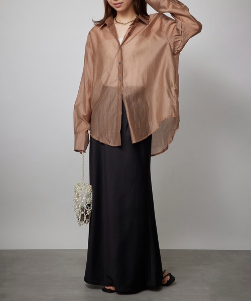 MAISON BREEZE（メゾンブリーズ）の「【SETUP7】オーバーフォルムシアーシャツブラウス SCCH565　※（シャツ/ブラウス・レディース・ホワイト/ベージュ/グレー・FREE）」の20枚目の写真