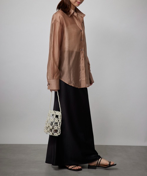 MAISON BREEZE（メゾンブリーズ）の「【SETUP7】オーバーフォルムシアーシャツブラウス SCCH565　※（シャツ/ブラウス・レディース・ホワイト/ベージュ/グレー・FREE）」の22枚目の写真