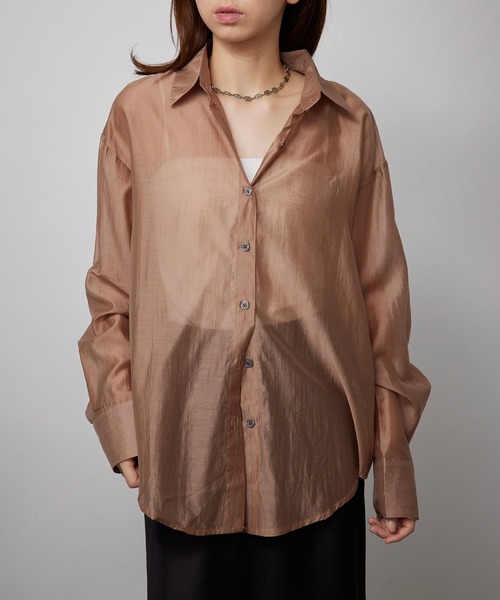 MAISON BREEZE（メゾンブリーズ）の「【SETUP7】オーバーフォルムシアーシャツブラウス SCCH565　※（シャツ/ブラウス・レディース・ホワイト/ベージュ/グレー・FREE）」の16枚目の写真