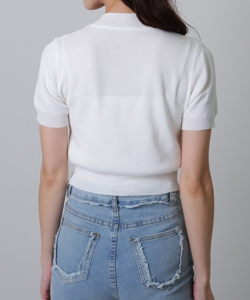 Lace Ladies（レースレディース）の「ハートロゴ コンパクト 半袖 ニット プルオーバー（ニット/セーター・レディース・ブラック/ホワイト・FREE）」の14枚目の写真