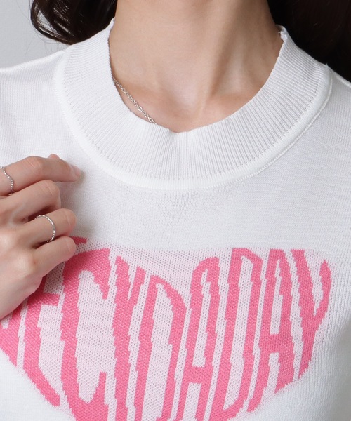 Lace Ladies（レースレディース）の「ハートロゴ コンパクト 半袖 ニット プルオーバー（ニット/セーター・レディース・ブラック/ホワイト・FREE）」の15枚目の写真