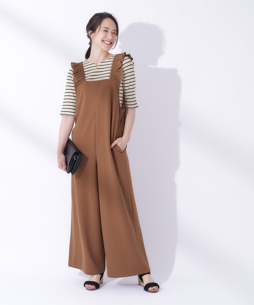 SONO ソーノ　フリル袖　ロングワンピース風　オールインワン　サロペット セール】【高レビュー/ロングシーズン活躍】大人のためのフリル