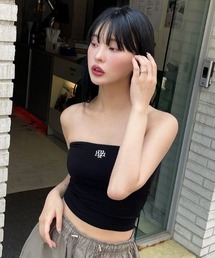 A'GEM/9 × .kom 『muah muah/ムーアムーア』 LOGOSTITCHCOTTONSPANTUBETOP/ロゴステッチ チューブトップ