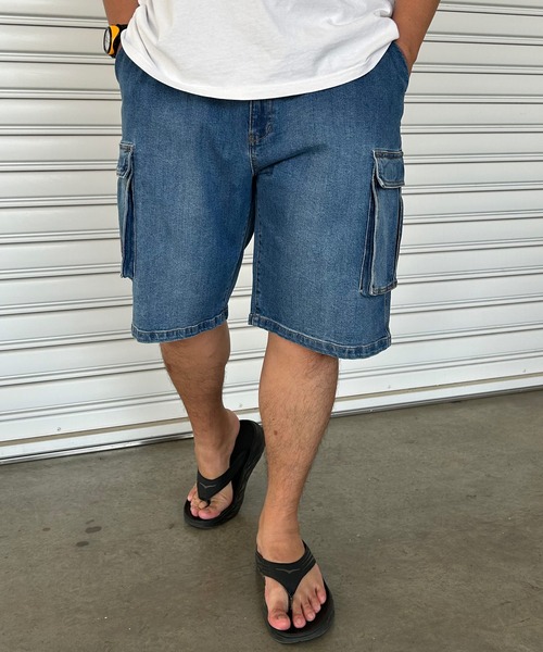 B&T CLUB(ビーティークラブ)の「カーゴショートパンツ デニム 大きいサイズ メンズ(デニムパンツ・メンズ・ブルー/ネイビー/ブラック・X1(3L~4L)/X2(4L~5L)/X4(8L~9L)/X3(6L~7L))」の3枚目の写真