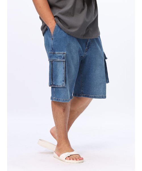 B&T CLUB(ビーティークラブ)の「カーゴショートパンツ デニム 大きいサイズ メンズ(デニムパンツ・メンズ・ブルー/ネイビー/ブラック・X1(3L~4L)/X2(4L~5L)/X4(8L~9L)/X3(6L~7L))」の9枚目の写真