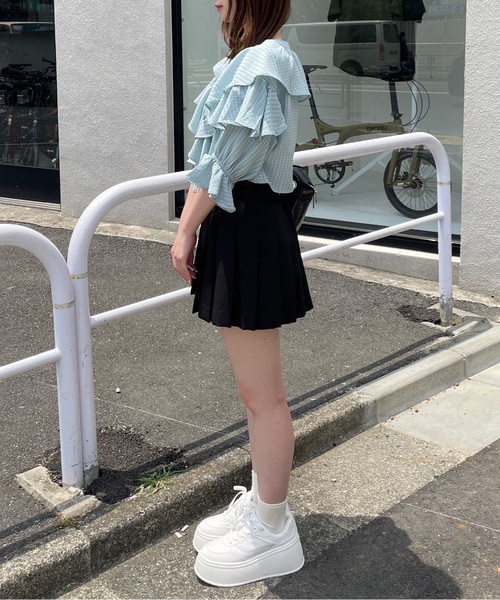 one way（ワンウェイ）の「ラッフルフリルリボンブラウスカーディガン（カーディガン/ボレロ・レディース・ホワイト/ブルー/ブラック・FREE）」の8枚目の写真