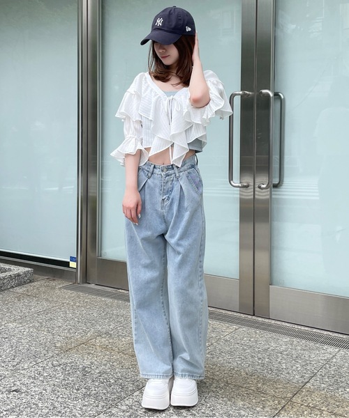 one way（ワンウェイ）の「ラッフルフリルリボンブラウスカーディガン（カーディガン/ボレロ・レディース・ホワイト/ブルー/ブラック・FREE）」の13枚目の写真