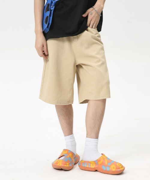 Ressaca(レサーカ)の「ワイドカラーデニムショートパンツ(デニムパンツ・メンズ・カーキ/ホワイト/ベージュ・M/L/XL)」の2枚目の写真