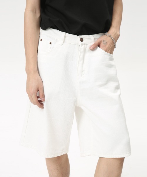 Ressaca(レサーカ)の「ワイドカラーデニムショートパンツ(デニムパンツ・メンズ・カーキ/ホワイト/ベージュ・M/L/XL)」の4枚目の写真