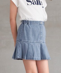 キッズ プリーツ切替デニムスカート
