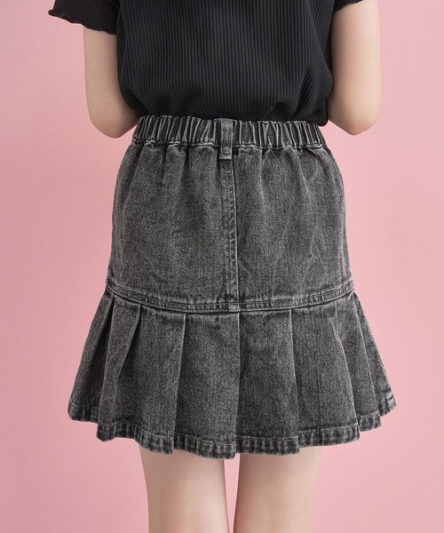 coca(coca)(コカ)の「キッズ プリーツ切替デニムスカート(デニムスカート・キッズ・ライトブルー/ブラック・120/130/140/150)」の7枚目の写真