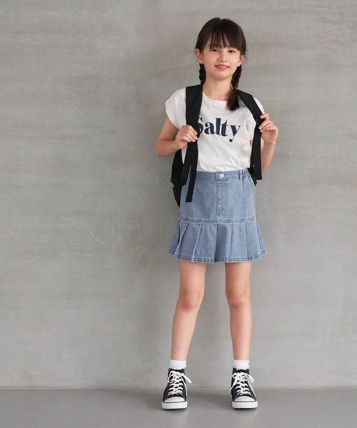 coca(coca)(コカ)の「キッズ プリーツ切替デニムスカート(デニムスカート・キッズ・ライトブルー/ブラック・120/130/140/150)」の12枚目の写真