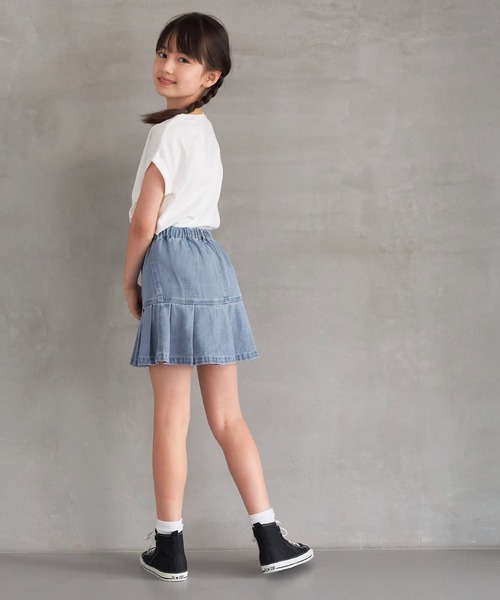coca(coca)(コカ)の「キッズ プリーツ切替デニムスカート(デニムスカート・キッズ・ライトブルー/ブラック・120/130/140/150)」の10枚目の写真