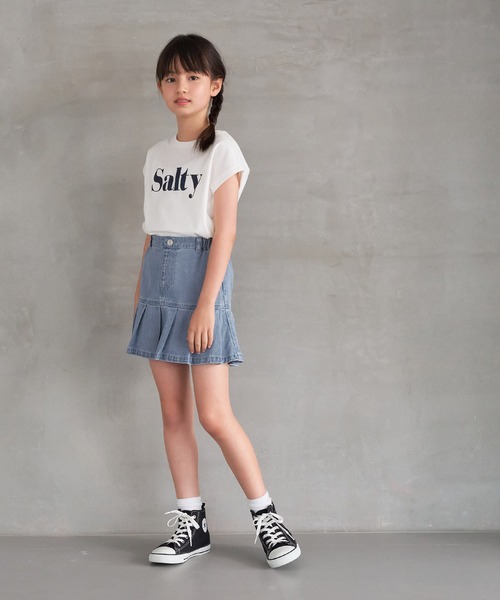 coca(coca)(コカ)の「キッズ プリーツ切替デニムスカート(デニムスカート・キッズ・ライトブルー/ブラック・120/130/140/150)」の8枚目の写真