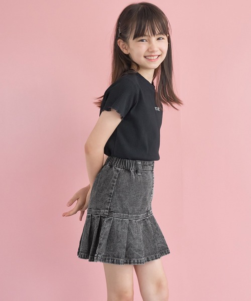 coca(coca)(コカ)の「キッズ プリーツ切替デニムスカート(デニムスカート・キッズ・ライトブルー/ブラック・120/130/140/150)」の4枚目の写真