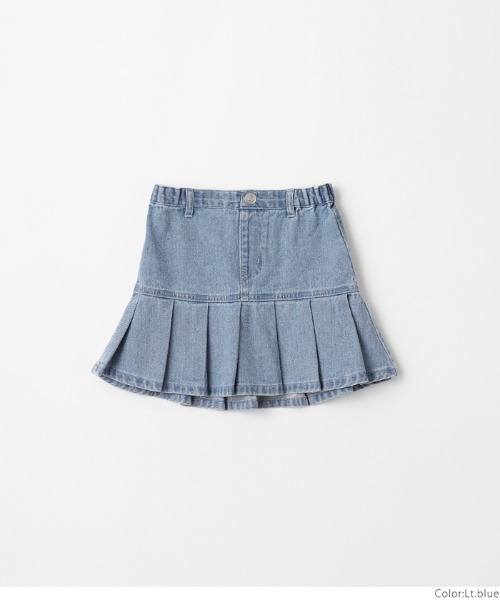 coca(coca)(コカ)の「キッズ プリーツ切替デニムスカート(デニムスカート・キッズ・ライトブルー/ブラック・120/130/140/150)」の14枚目の写真