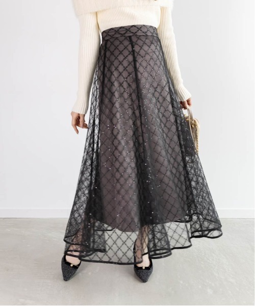 RANDA（ランダ）の「スパンコール刺繍フレアスカート（スカート