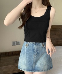カップ付きタンクトップ ショート丈 夏服