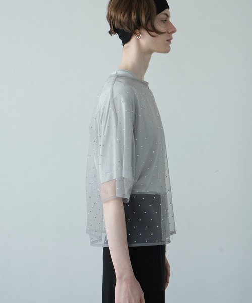 CLANE(クラネ)の「RHINESTONE SHEER TOPS(その他トップス・レディース・ベージュ/ブラック/グレー・2/1)」の16枚目の写真