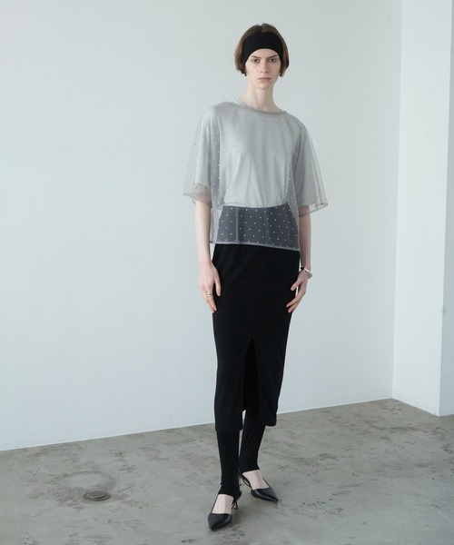 CLANE(クラネ)の「RHINESTONE SHEER TOPS(その他トップス・レディース・ベージュ/ブラック/グレー・2/1)」の12枚目の写真