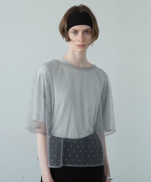 CLANE(クラネ)の「RHINESTONE SHEER TOPS(その他トップス・レディース・ベージュ/ブラック/グレー・2/1)」の17枚目の写真