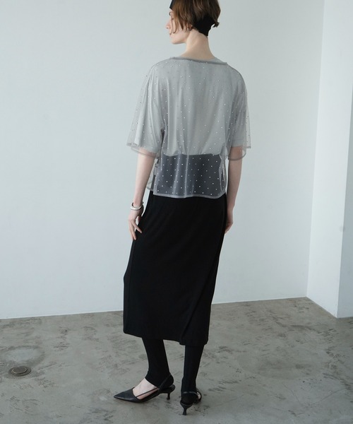 CLANE(クラネ)の「RHINESTONE SHEER TOPS(その他トップス・レディース・ベージュ/ブラック/グレー・2/1)」の11枚目の写真