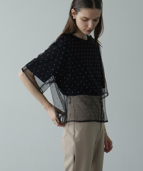 CLANE(クラネ)の「RHINESTONE SHEER TOPS(その他トップス・レディース・ベージュ/ブラック/グレー・2/1)」の20枚目の写真