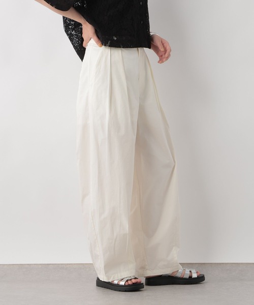 な 出品 LOWRYS FARM パンツ コットンタックワイドパンツ 136353
