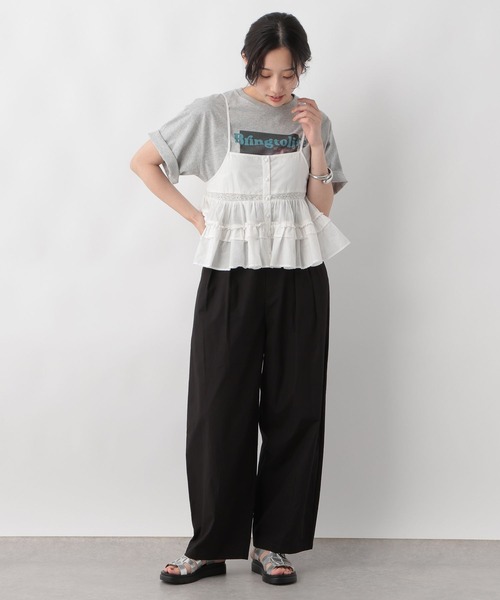 な 出品 LOWRYS FARM パンツ コットンタックワイドパンツ 136353