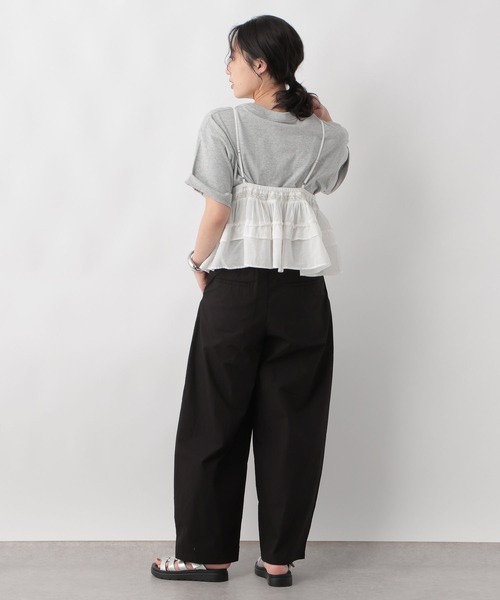 な 出品 LOWRYS FARM パンツ コットンタックワイドパンツ 136353