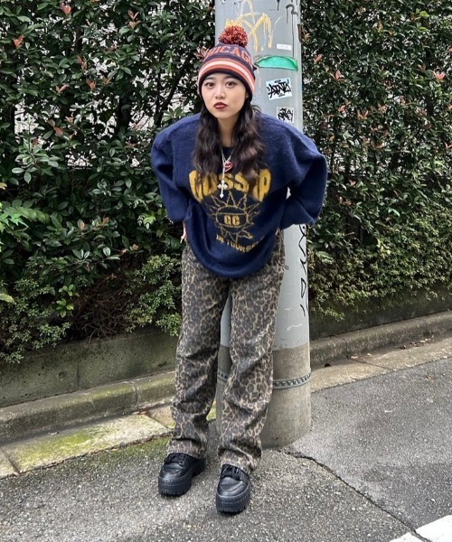 gossip club ロゴシャギージャガードニット
