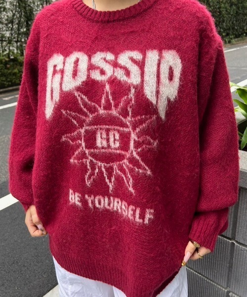 gossip club ロゴシャギージャガードニット gossip club ロゴシャギージャガードニット