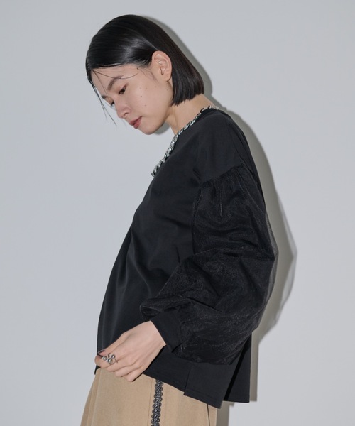 Shelly island(シェリーアイランド)の「チュールスリーブカットソー(Tシャツ/カットソー・レディース・ホワイト/ブラック・FREE)」の7枚目の写真