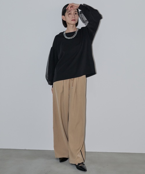 Shelly island(シェリーアイランド)の「チュールスリーブカットソー(Tシャツ/カットソー・レディース・ホワイト/ブラック・FREE)」の10枚目の写真