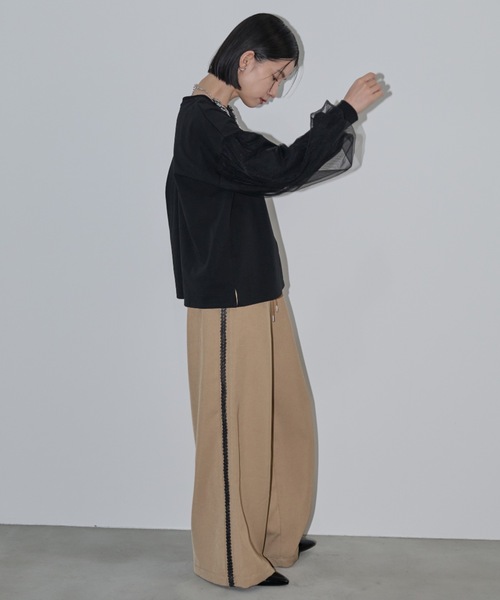 Shelly island(シェリーアイランド)の「チュールスリーブカットソー(Tシャツ/カットソー・レディース・ホワイト/ブラック・FREE)」の12枚目の写真