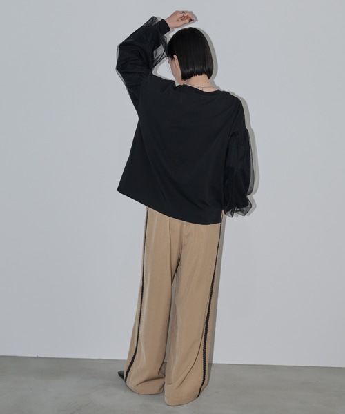 Shelly island(シェリーアイランド)の「チュールスリーブカットソー(Tシャツ/カットソー・レディース・ホワイト/ブラック・FREE)」の13枚目の写真