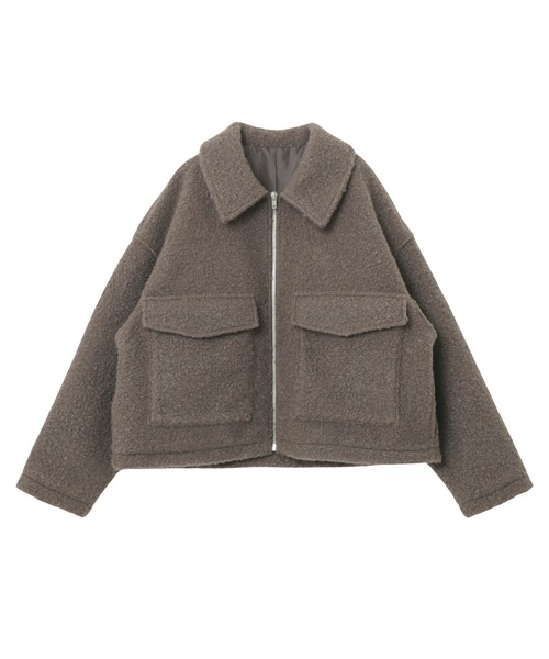 andme(アンドミー)の「ダブルポケットシープ調ボアジャケットブルゾン(ブルゾン・レディース・ブラック/ライトベージュ/ブラウン・M)」の17枚目の写真