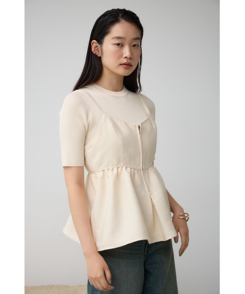 AZUL by moussy（アズールバイマウジー）の「ジャガードフレアキャミ（キャミソール・レディース・ブラック/アイボリー/グレー・FREE）」の4枚目の写真