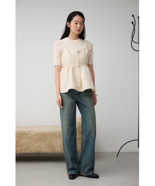 AZUL by moussy（アズールバイマウジー）の「ジャガードフレアキャミ（キャミソール・レディース・ブラック/アイボリー/グレー・FREE）」の5枚目の写真