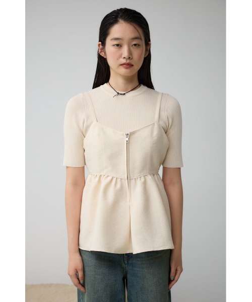 AZUL by moussy（アズールバイマウジー）の「ジャガードフレアキャミ（キャミソール・レディース・ブラック/アイボリー/グレー・FREE）」の6枚目の写真