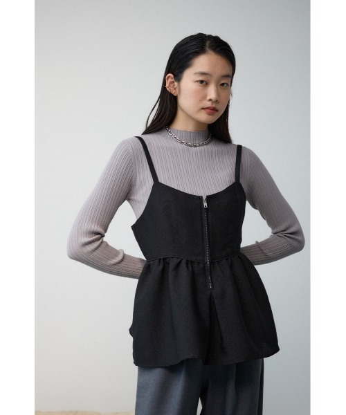 AZUL by moussy（アズールバイマウジー）の「ジャガードフレアキャミ（キャミソール・レディース・ブラック/アイボリー/グレー・FREE）」の14枚目の写真