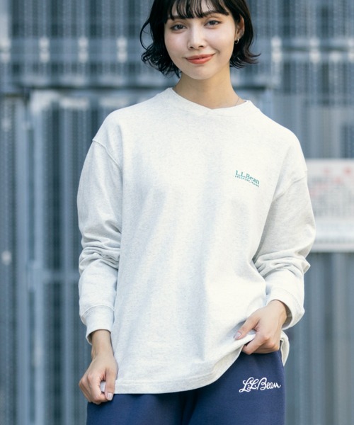 L.L.Bean（エルエルビーン）の「【JAPAN EDITION】ユニオン・ロングスリーブ・ティ（Tシャツ/カットソー・レディース・ホワイト/ライトグレー/グリーン系/チャコール・MEDIUM）」の16枚目の写真