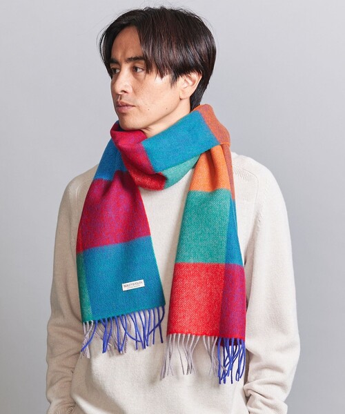 BEAUTY&YOUTH UNITED ARROWS（ビューティーアンドユースユナイテッドアローズ）の「ビッグ ブロック チェック マフラー（マフラー・メンズ・ブラック/レッド/イエロー/コバルトブルー/その他1・FREE）」の5枚目の写真