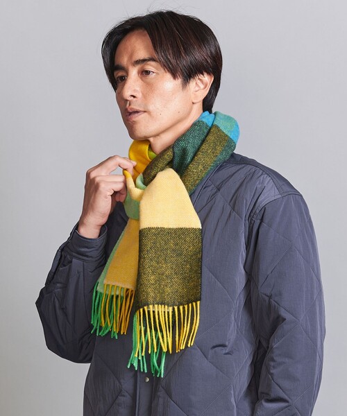 BEAUTY&YOUTH UNITED ARROWS（ビューティーアンドユースユナイテッドアローズ）の「ビッグ ブロック チェック マフラー（マフラー・メンズ・ブラック/レッド/イエロー/コバルトブルー/その他1・FREE）」の3枚目の写真
