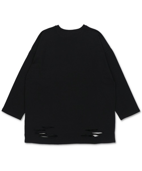 DARRDY（ダーディー）の「【DARRDY/ダーディー】長袖ダメージ加工オーバーサイズTシャツ（Tシャツ/カットソー・レディース・チャコール/ブラック・ONESIZE）」の7枚目の写真
