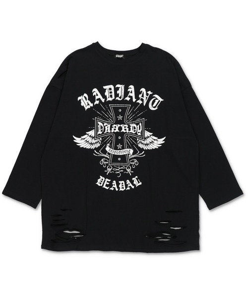 DARRDY（ダーディー）の「【DARRDY/ダーディー】長袖ダメージ加工オーバーサイズTシャツ（Tシャツ/カットソー・レディース・チャコール/ブラック・ONESIZE）」の6枚目の写真