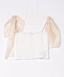 one after another NICE CLAUP | リボン取り外し可/シャーリングビスチェ(キャミソール)