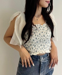 one after another NICE CLAUP | リボン取り外し可/シャーリングビスチェ(キャミソール)