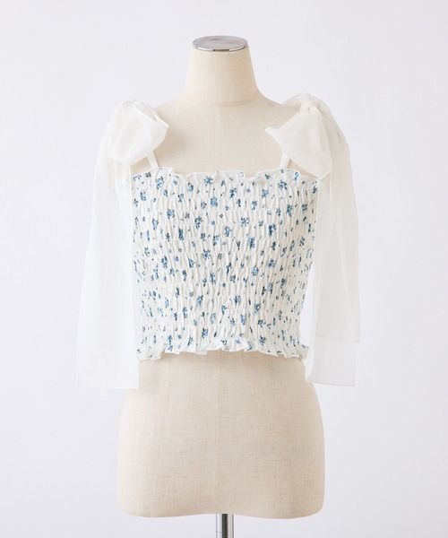 one after another NICE CLAUP（ワンアフターアナザーナイスクラップ）の「リボン取り外し可/シャーリングビスチェ（キャミソール・レディース・ブラック/オフホワイト/ホワイト系その他/ブラック系その他・FREE）」の9枚目の写真